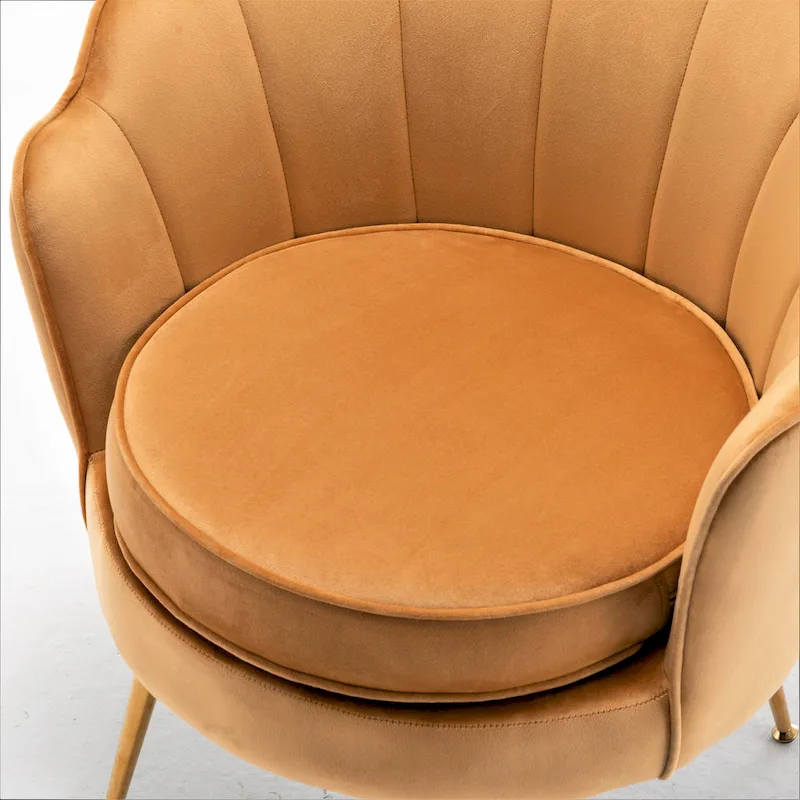 Cavett 28.3  Wide Velvet Barrel Chair with Gold Metal Legs