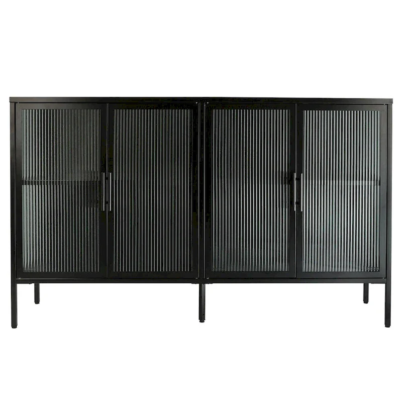 Metal Tempered Glass Cabinet with Adjustable Shelf