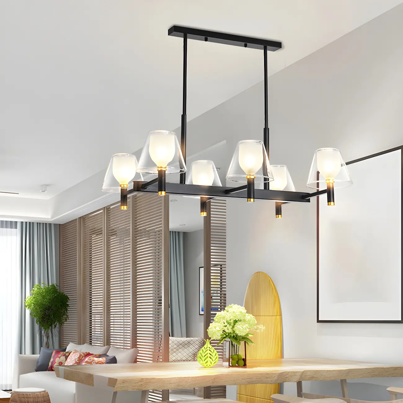 Large Cone-Shaped Modern Glass Kitchen Pendant Light