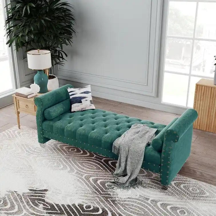 Velvet Upholstered Bench 72 - 71.0 In. W X 28.0 In. H X 29.0 In. D