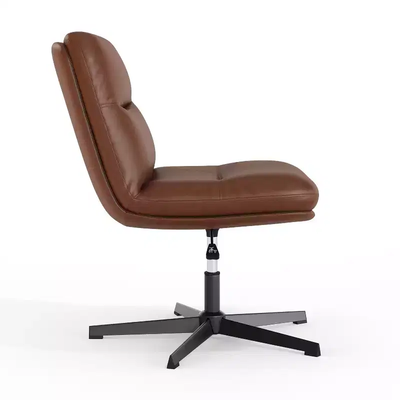 Merrick Lane Mid-Back Height-Adjustable Stationary Armless Swivel Office Chair - Padded Upholstered Wide Back and Seat, Strong Frame