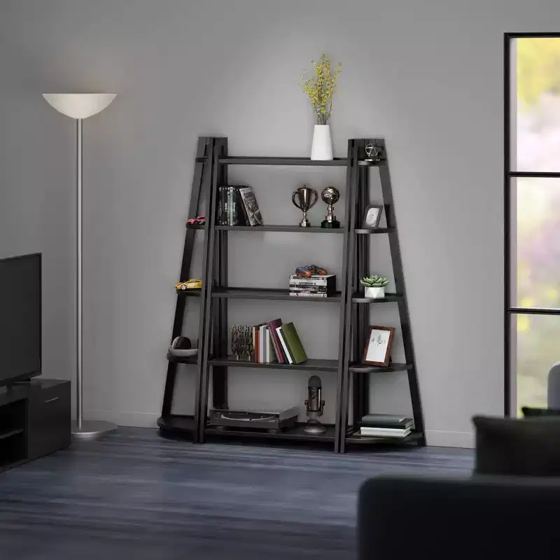 Winsome 3pc 58.03" Adam Shelving Set Black: Transitional Style, Wood Composite, 15 Shelves, Assembly Tools Provided