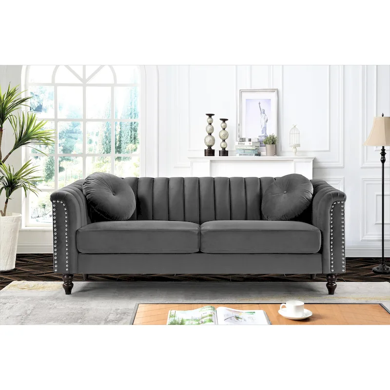 Hills Tufted Back Nailhead 75.2 Sofa