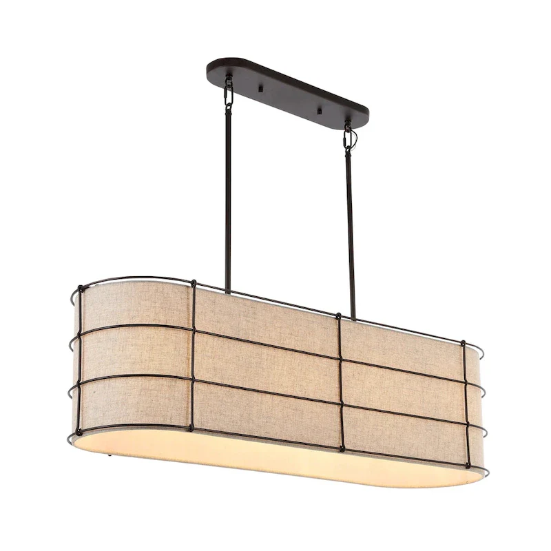 Oakley 42  4-Light Rustic Farmhouse Iron Linear LED Pendant, Oil Rubbed Bronze by JONATHAN Y - 4 Light