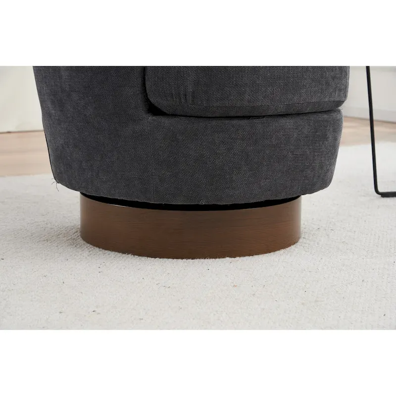 Brown PU Leather 360° Swivel Barrel Chair - Single Seat