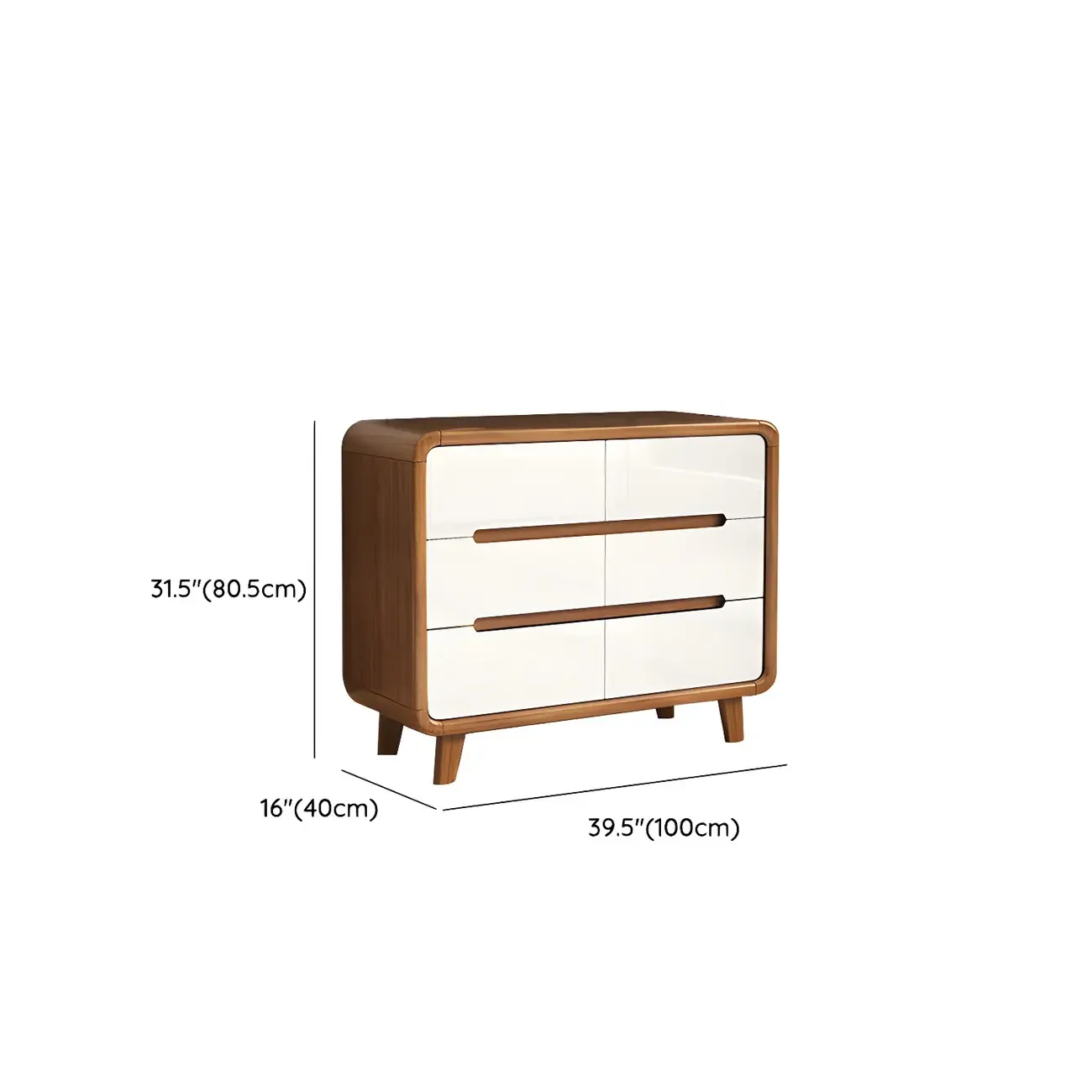 Traditional White-Brown Wooden Double Dresser Arched Edge