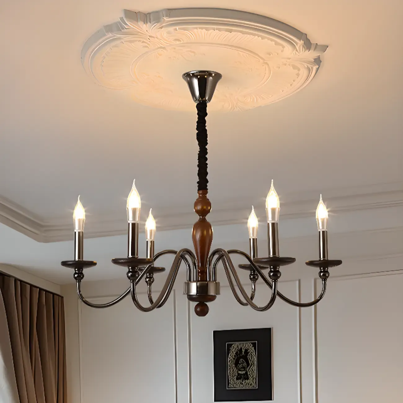 Modern Black 6/8 Light Candelabra Chandelier in Dimmable