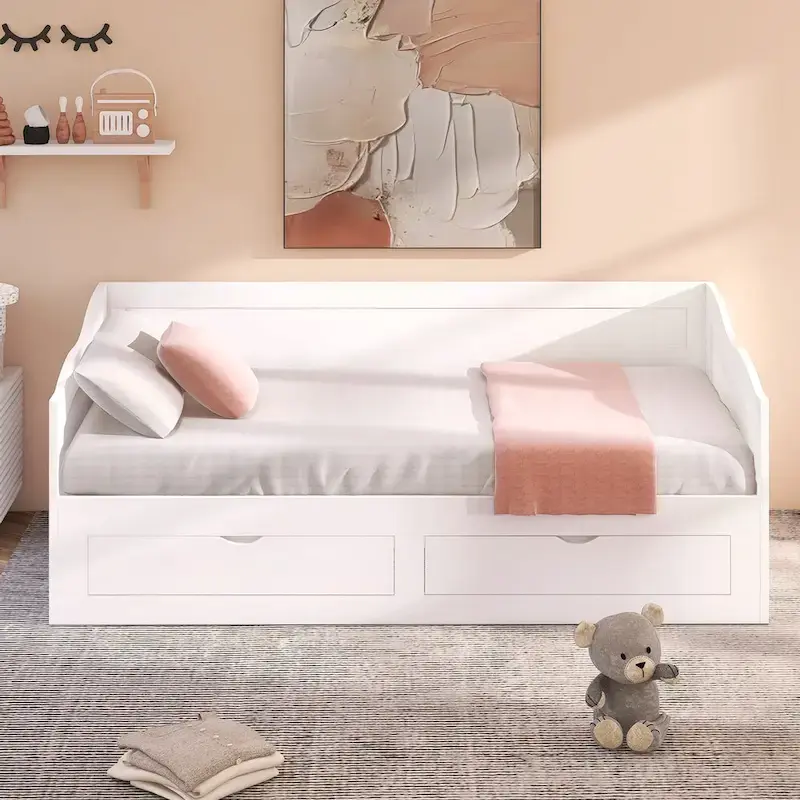 Wooden Daybed with Trundle Bed