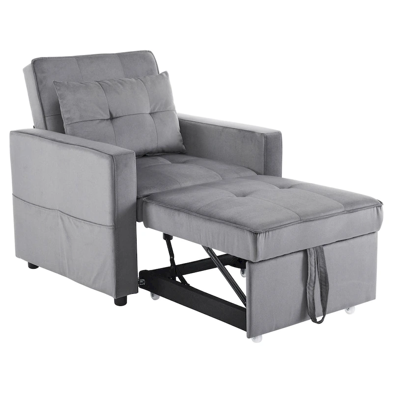 Christopher Knight Home - Sophia Convertible Sleeper Sofa Chair Bed with Adjustable Backrest and Built-In Pillow