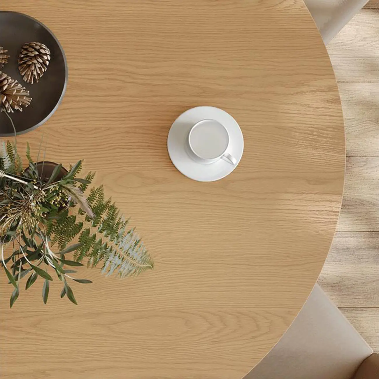 Modern Light Wood Round Dining Table