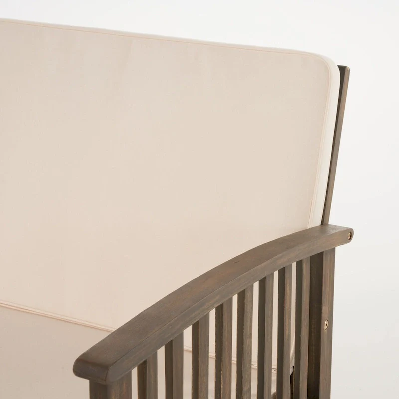 4-Piece Wood Patio Conversation Set with Acacia Wood Table and Cushions