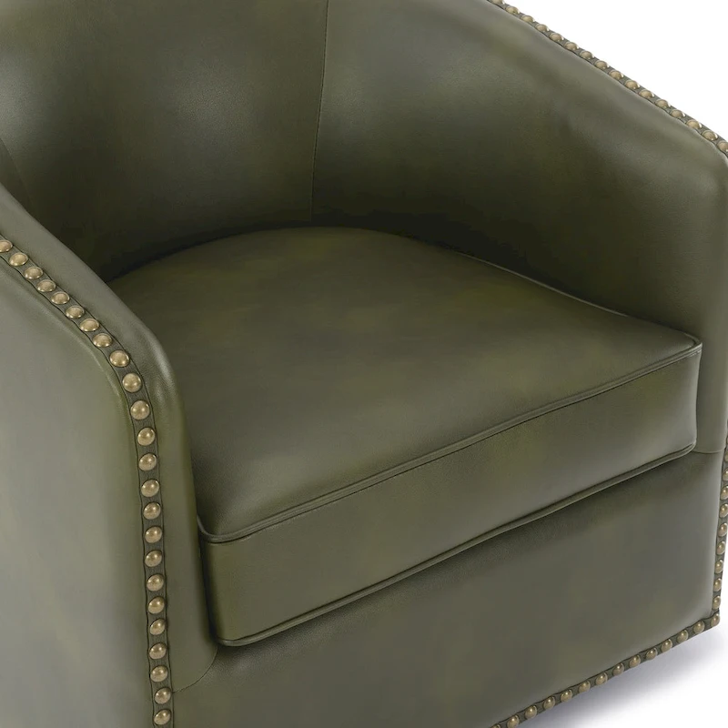 Truman Faux Leather Swivel Arm Chair with Nailhead Trim by Greyson Living