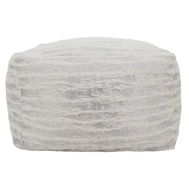 Faux Fur Pouf With Foil Print Design