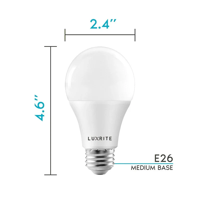 Luxrite A19 LED Light Bulb 100W Equivalent 3500K 1600 Lumens Dimmable 15W Enclosed Fixture Rated E26 Base 16 Pack