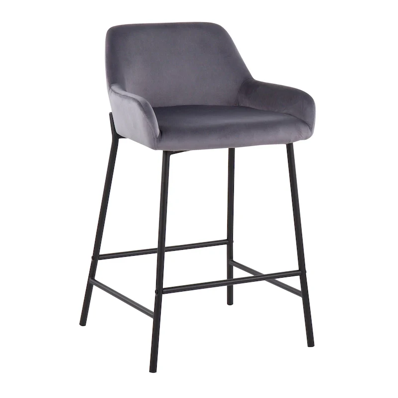 Galotti Black Fixed-Height Upholstered Counter Stool - Set of 2
