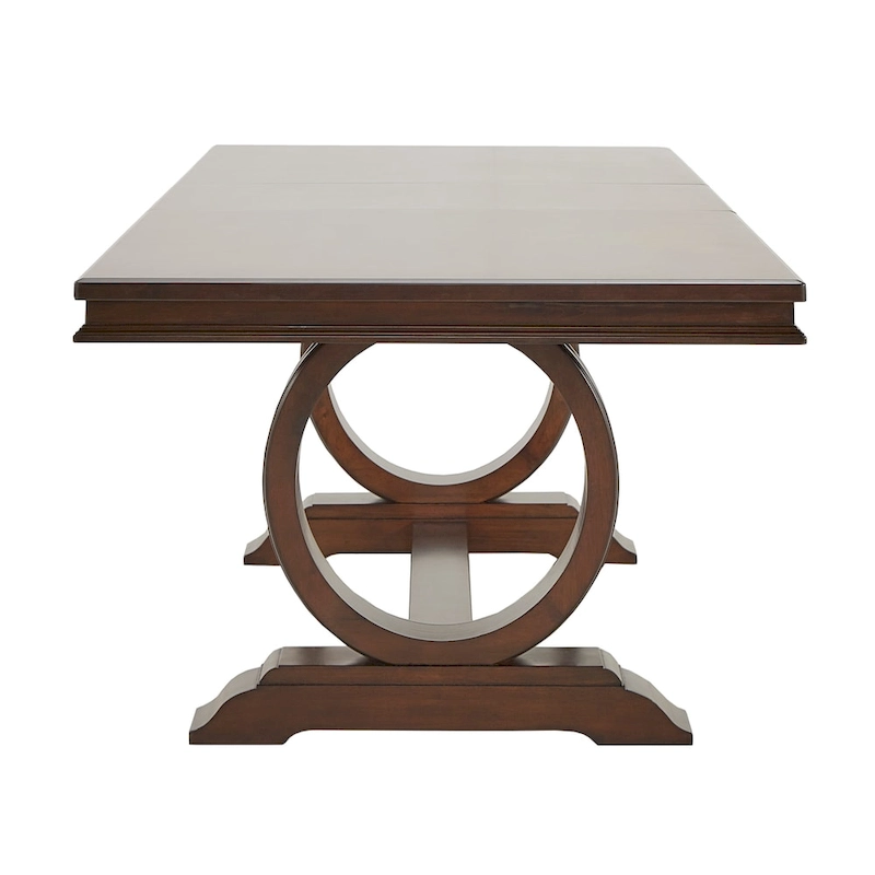 Willa Dark Cherry Wood and Beige Fabric Extendable Rectangular Dining Set by iNSPIRE Q Classic