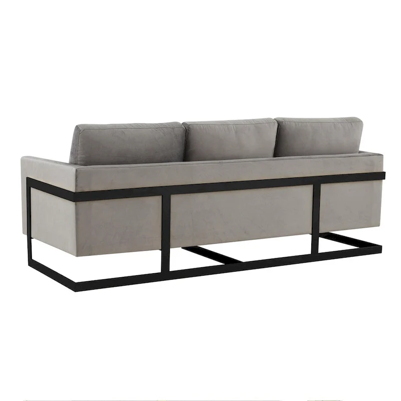 Leisuremod Lincoln 3-Seater Upholstered Velvet Sofa with Black Stainless-Steel Base
