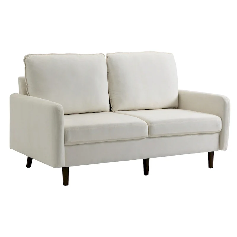 2 Pices Velvet Loveseat Wood Legs Sofa
