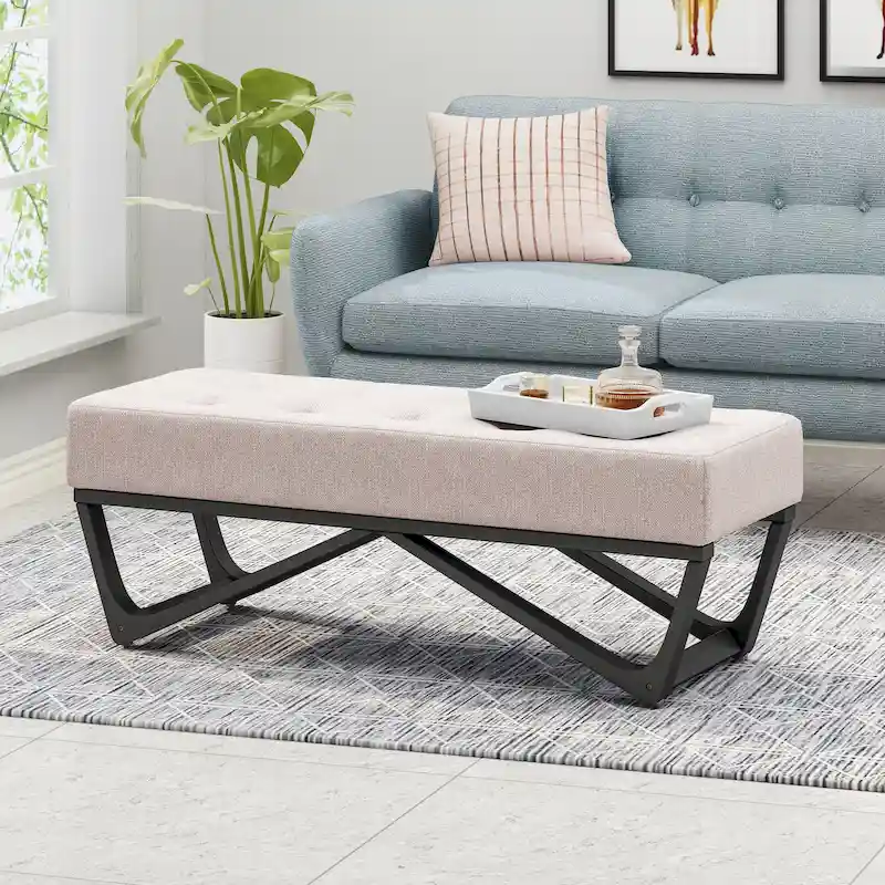 Ursa Contemporary Fabric Ottoman Bench by Christopher Knight Home