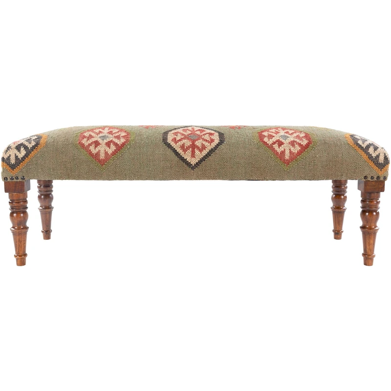 Livabliss Anupama Southwestern Upholstered Jute Bench