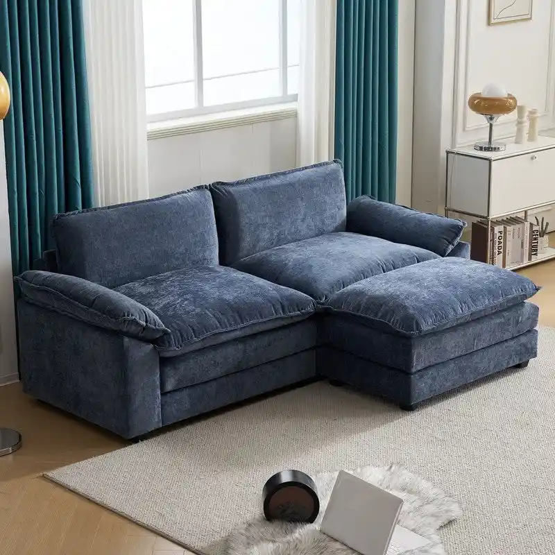 217*141*85 Chenille Two-Seater With Footstool Double Bag Indoor Double Sofa - 2+1