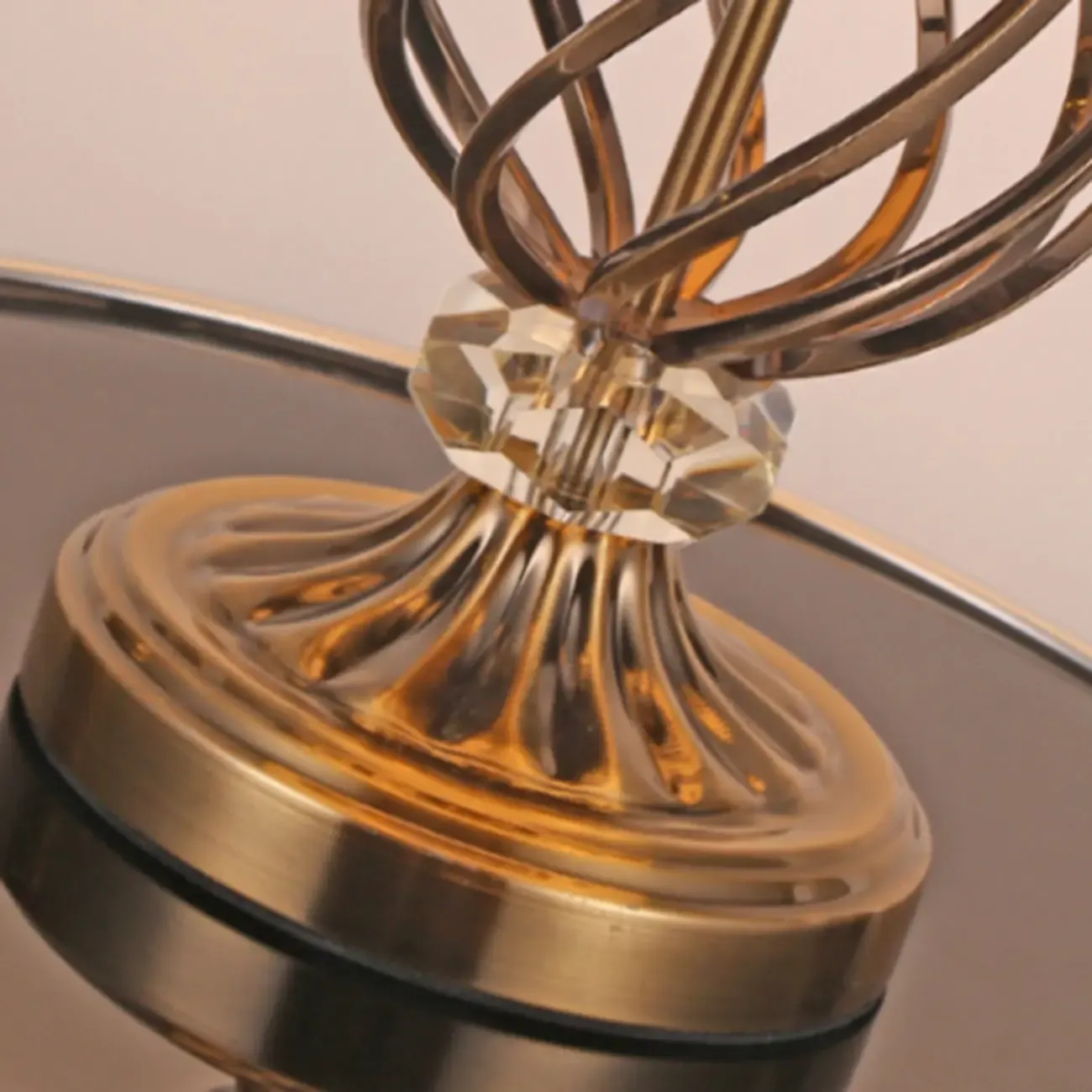 Geometric Fabric LED Bedside Table Lamp Antique Brass Base