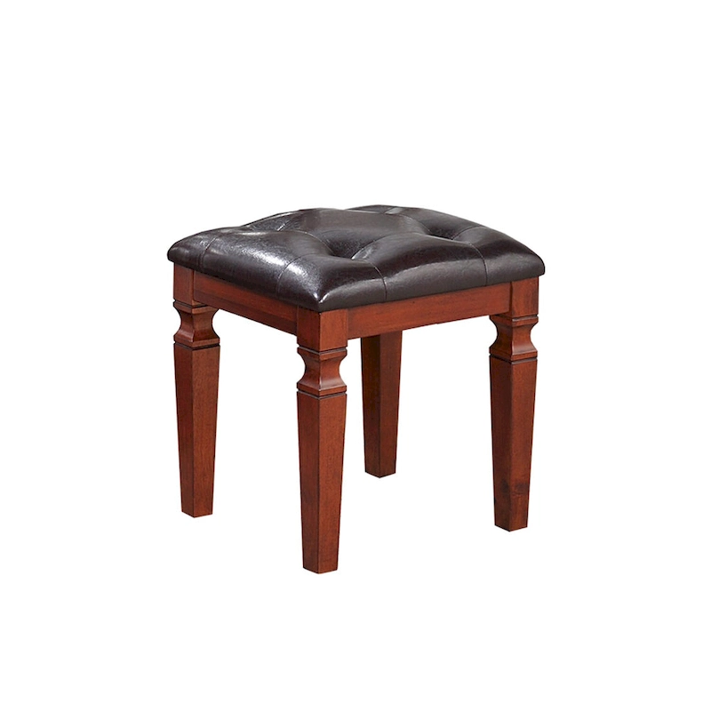 Fabric and Wood Vanity Set with Stool