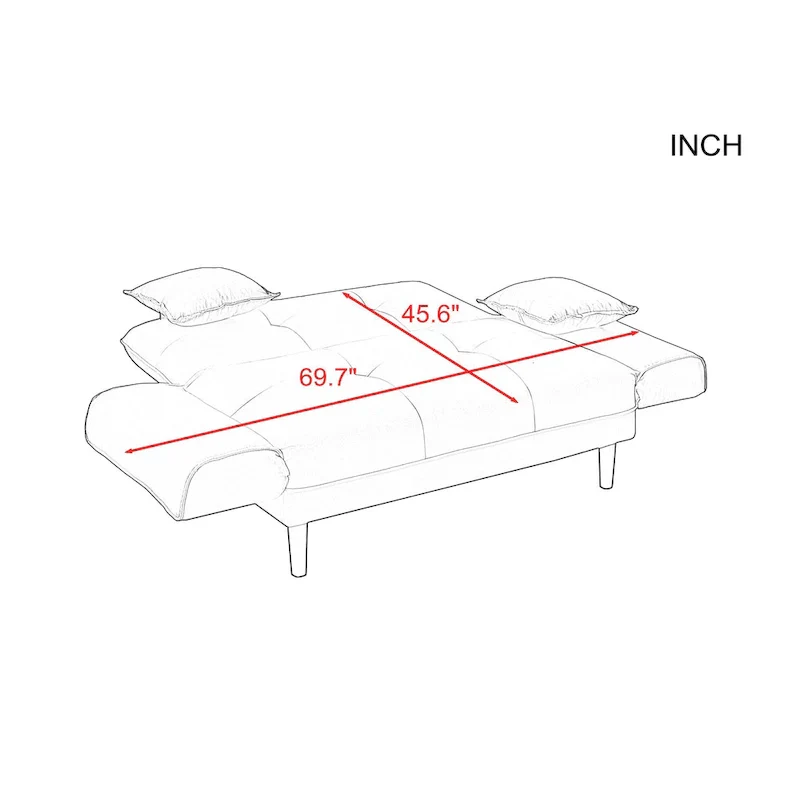 Multifunctional Sofa Bed Sleeper with 2 Pillows Beige Fabric