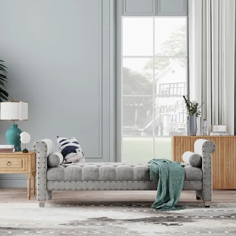 Velvet Upholstered Bench 72 - 71.0 In. W X 28.0 In. H X 29.0 In. D