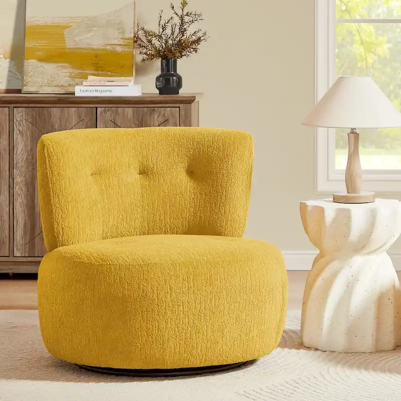 Art Leon Flannel Upholstered Swivel Accent Chair