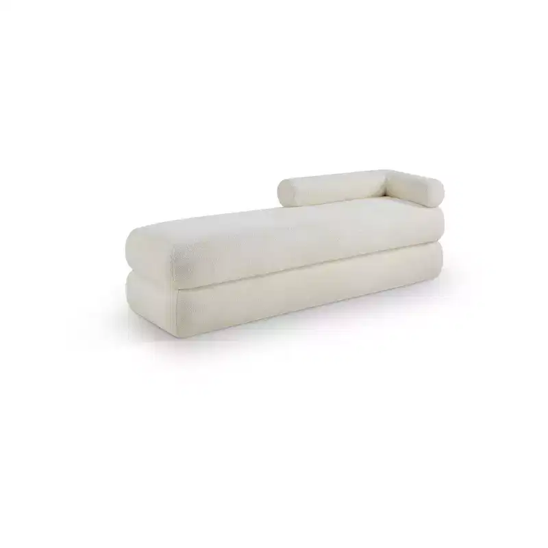 Meridian Furniture,Kennedy Faux Shearling Teddy Fabric Bench