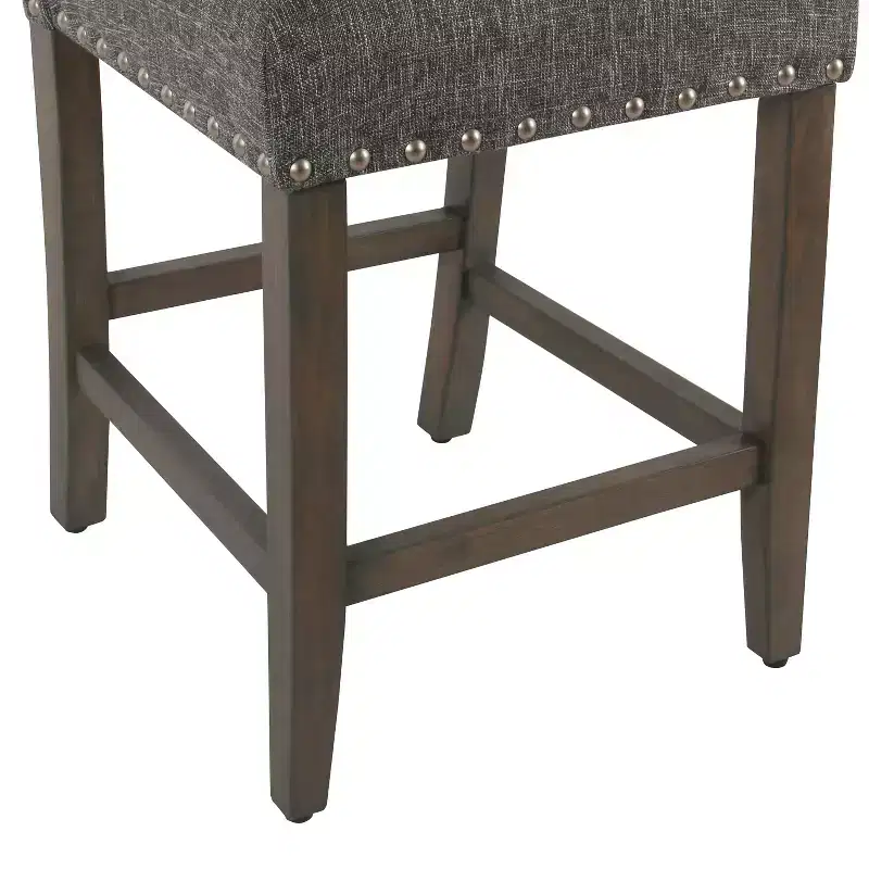 24 Upholstered Counter Height Barstool with Nailheads - HomePop