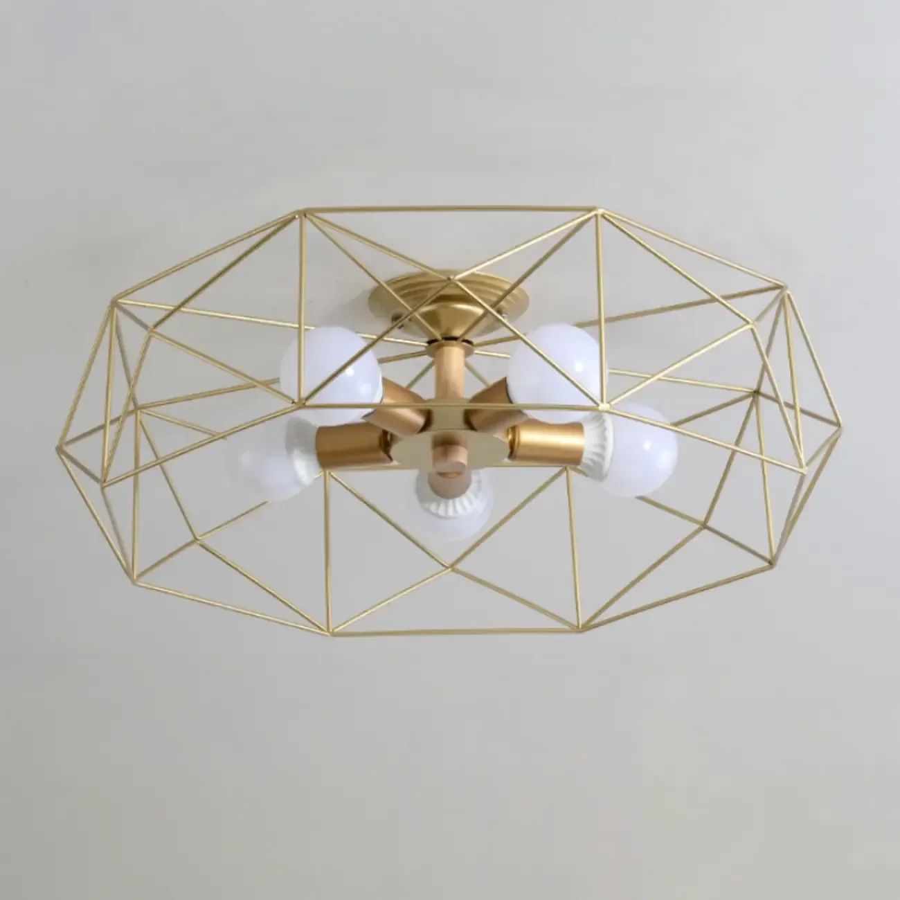 Sleek Gold Semi-Flush Ceiling Light with Iron Drum Shade