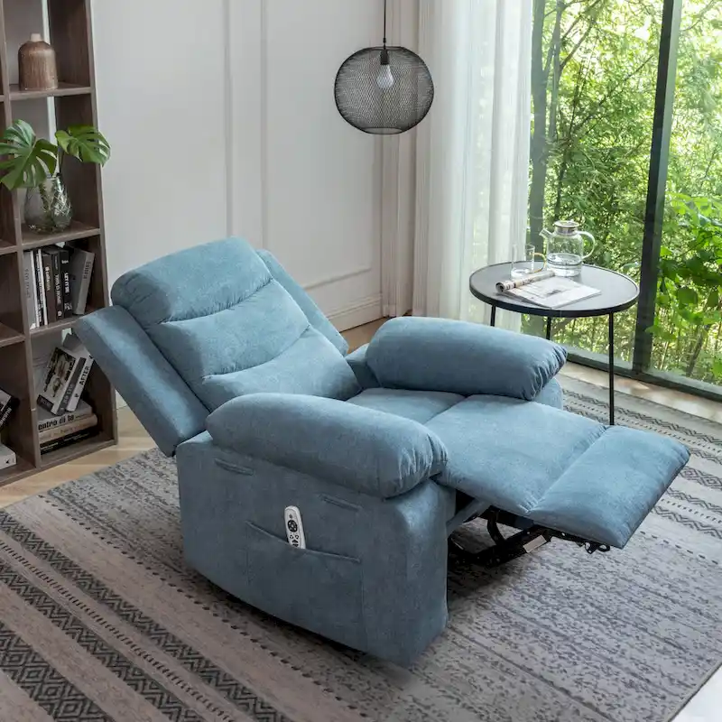 Velvet Adjustable Massage Function Power Recliner Chair with Heating System