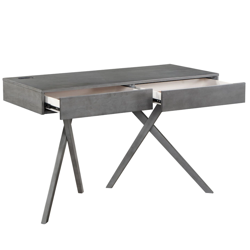 Foli Transitional 47-inch Wood 2-Drawer Desk with USBs and Power Outlets by Furniture of America