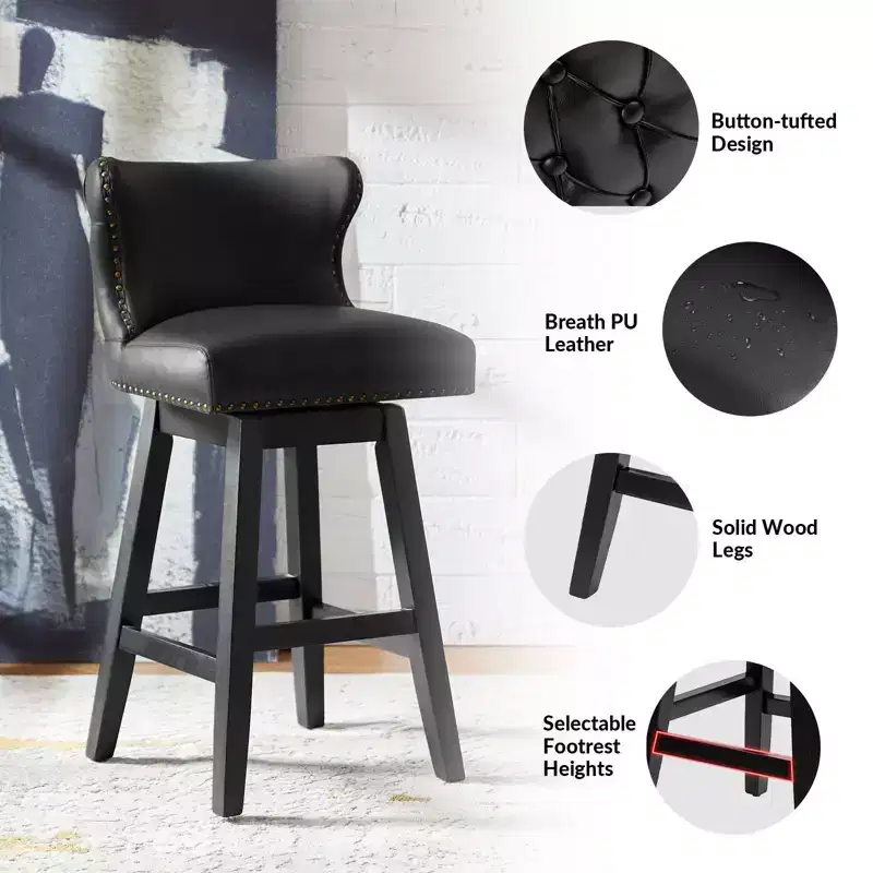 Johannes Swivel Bar & Counter Stool Set of 2|HULALA HOME