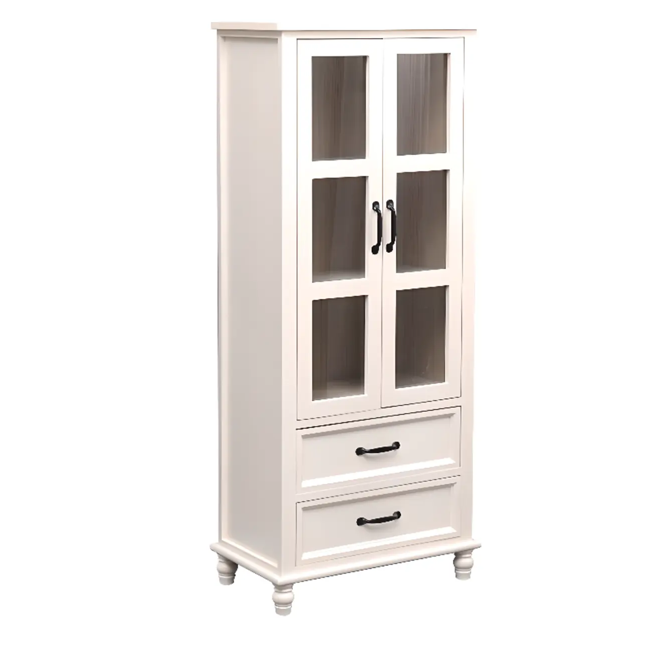 Freestanding Solid Wood White Cabinet with Drawers