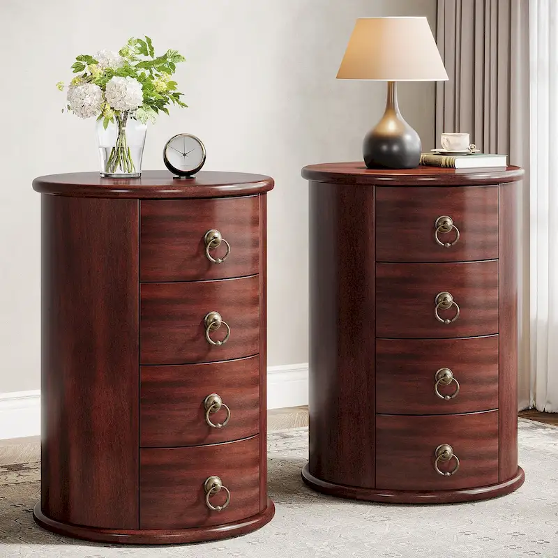 Solid Wood Bedside Table, Nightstand with 4 Drawers