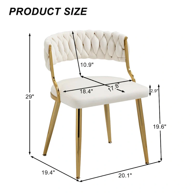 Set of 4 Velvet Dining Chair with Golden Metal Legs