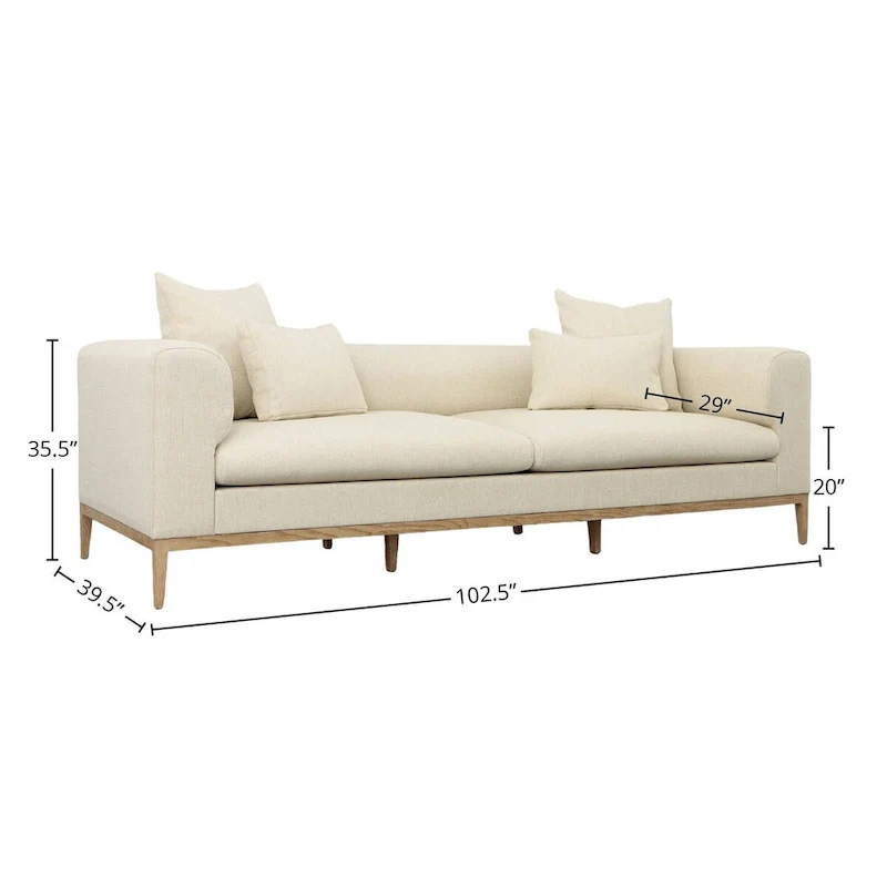 Dora 103  Upholstered Sofa, Beige