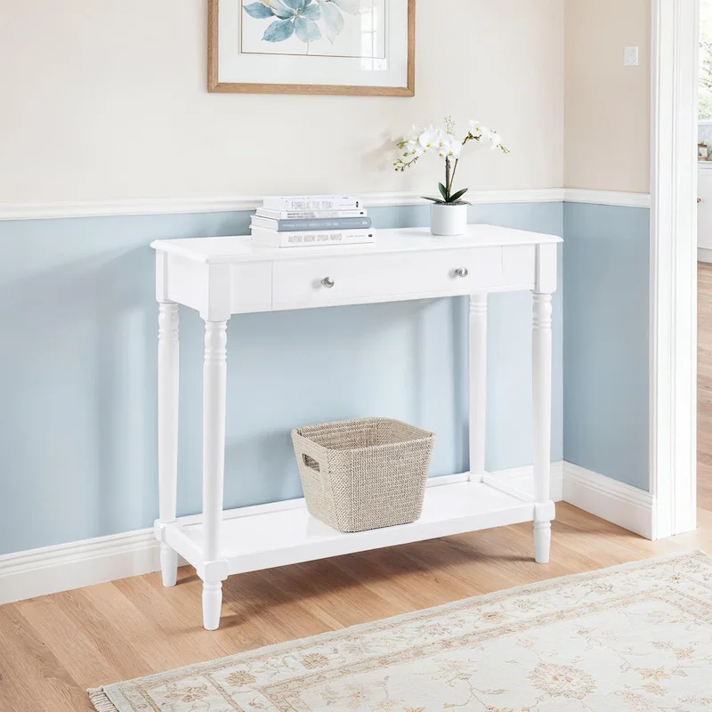 Convenience Concepts French Country Manor No Tools 1 Drawer Hall Entryway Table with Shelf