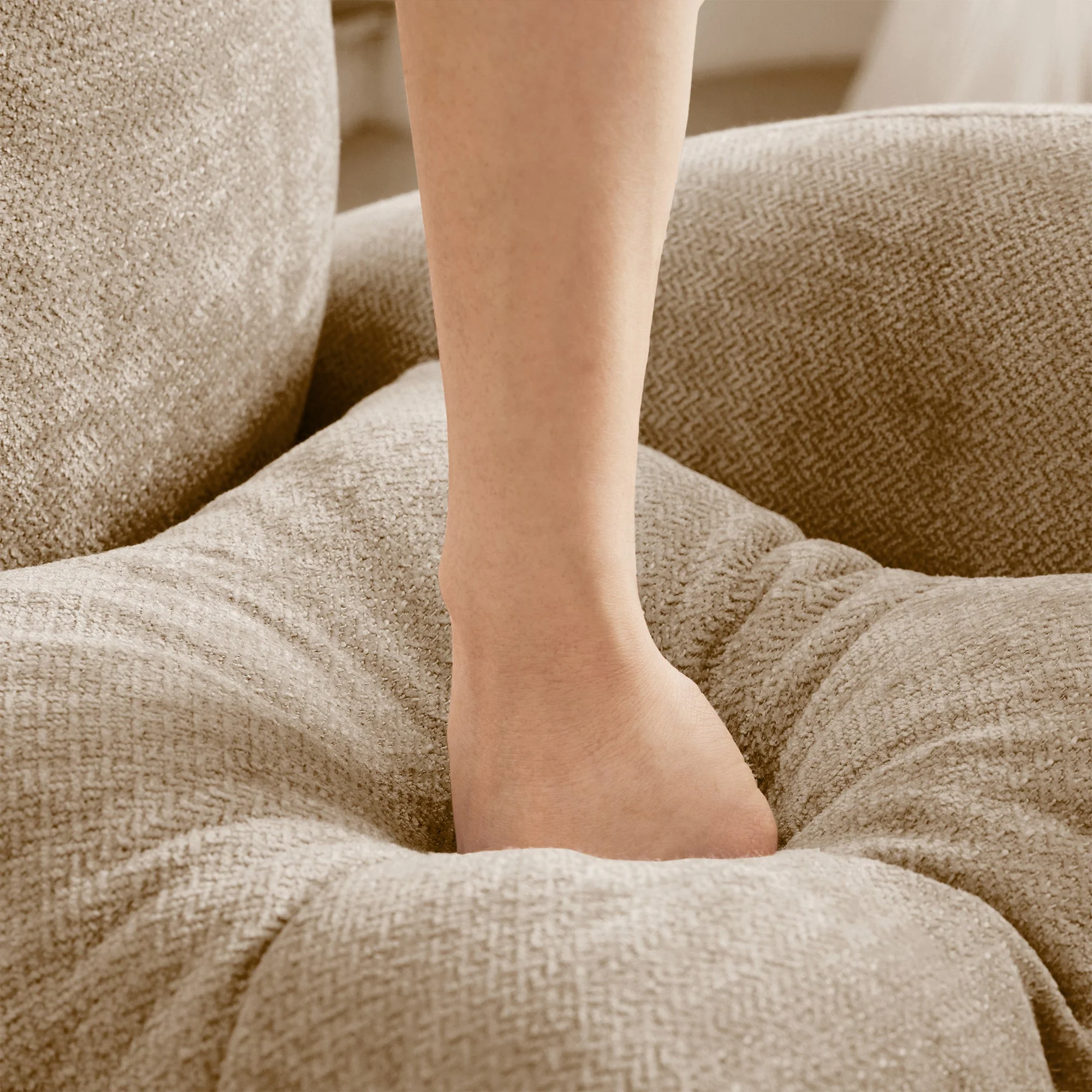 Tufted Chenille Cloud Loveseat Sectional Sofa Couch with Ottoman