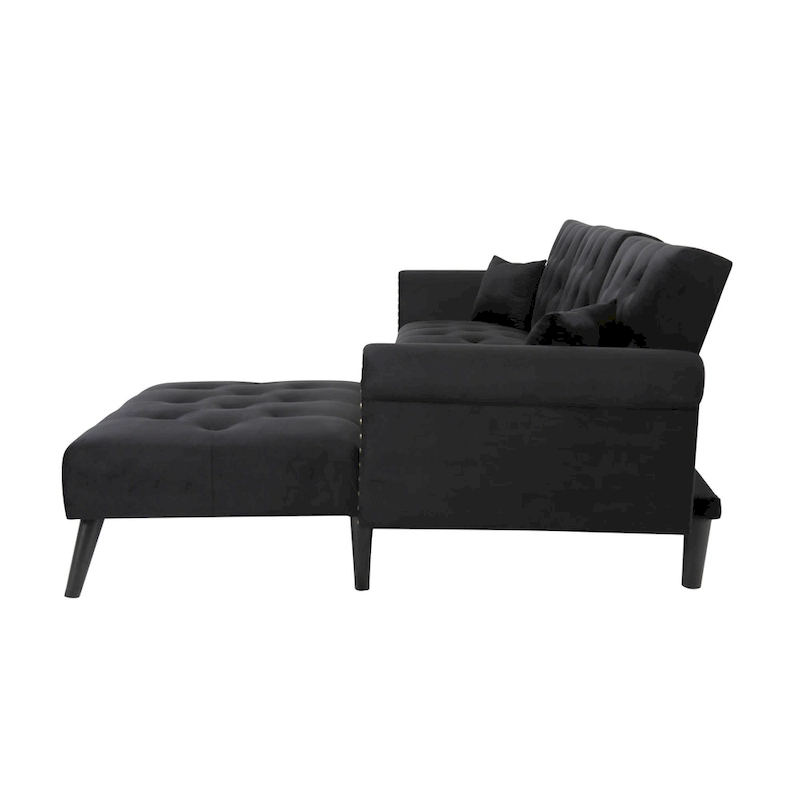 Aukfa Velvet Convertible Sleeper Sectional Sofa Bed - 114.5 W