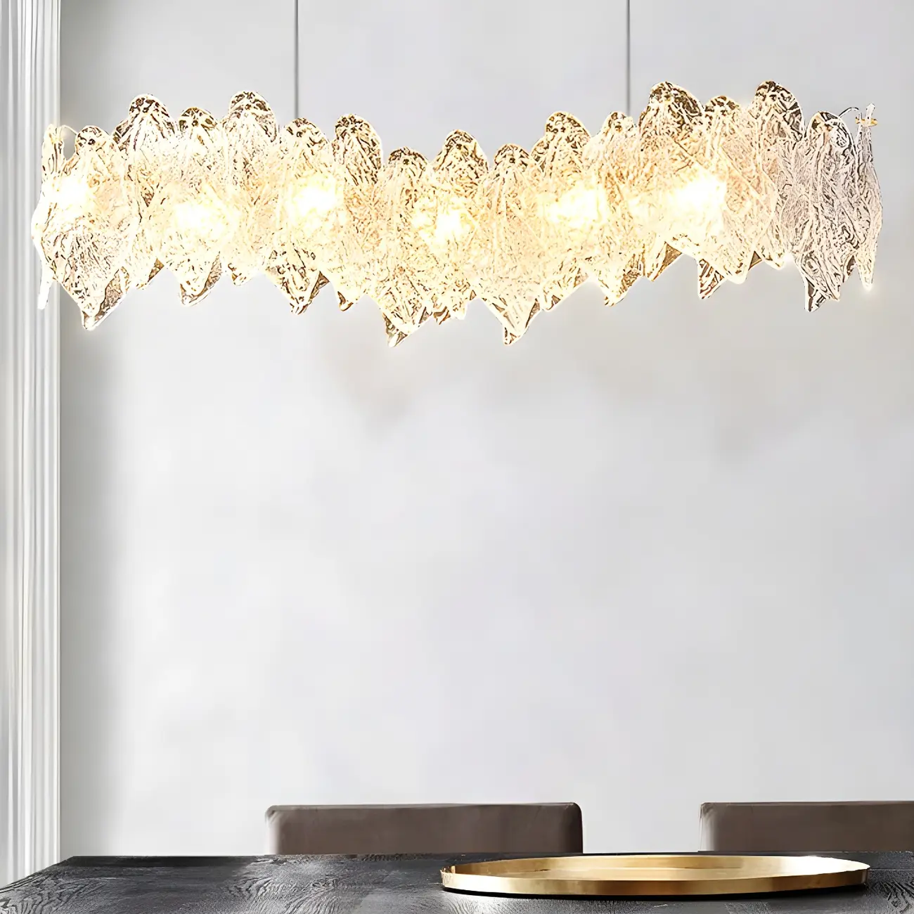 Modern Gold Glass Adjustable Kitchen Island Pendant Light
