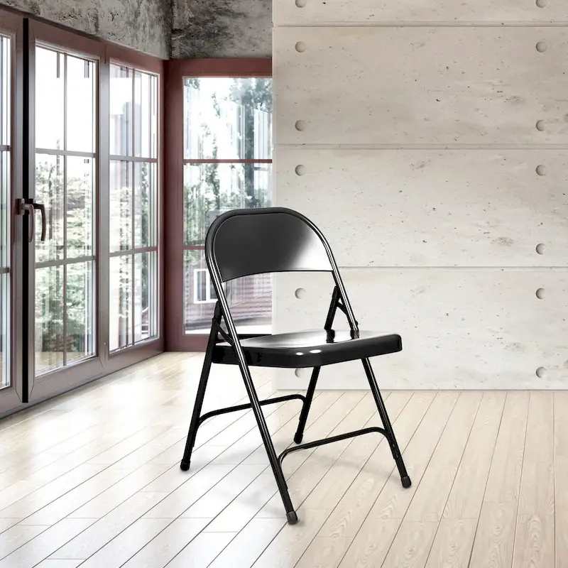 Bernadine Collection Metal Round-Backed Folding Chair, Pack of 4