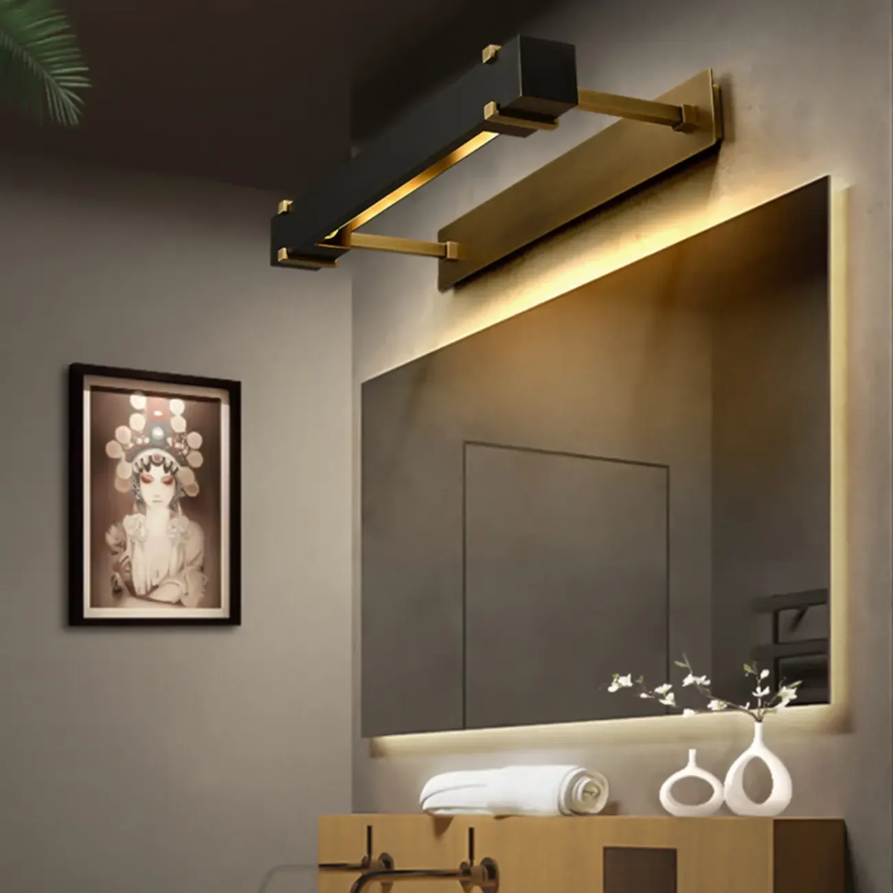 Modern Tube Vanity Light with Gold Finish for Bathroom