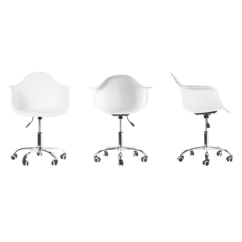 Mid-Century Modern Style Adjustable Swivel Plastic Shell Molded Office Task Chair with Rolling Wheels