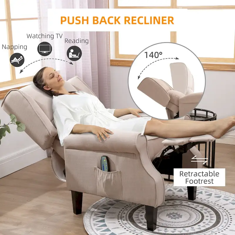 Heated Massage Recliner Chair with Lumbar Heating & Remote Controller