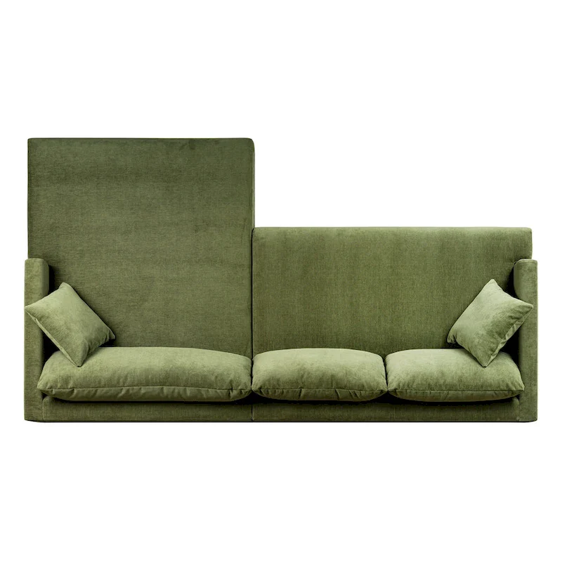 Poly & Bark Lucerne Sectional with Extra-Wide Chaise in Distressed Green Velvet