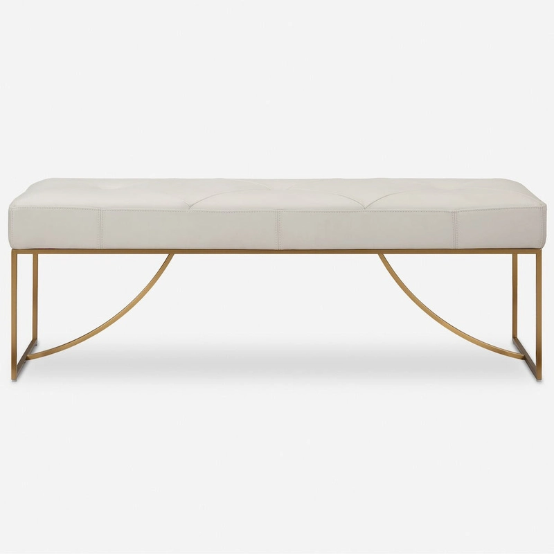 Uttermost Swale Ivory Leather Bench - 19 H X 53 W X 16 D